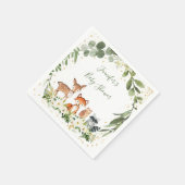 ウッドランド赤ちゃんシャワー緑の森林動物 スタンダードカクテルナプキン (角)