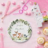 ウッドランド赤ちゃんシャワー緑の森林動物 ペーパープレート (パーティー)