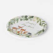 ウッドランド赤ちゃんシャワー緑の森林動物 ペーパープレート (アングル)