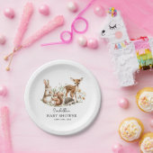 ウッドランド赤ちゃんシャワー緑の森林動物 ペーパープレート (パーティー)