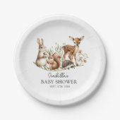 ウッドランド赤ちゃんシャワー緑の森林動物 ペーパープレート (正面)