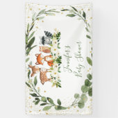 ウッドランド赤ちゃんシャワー緑の森林動物 横断幕 (縦)
