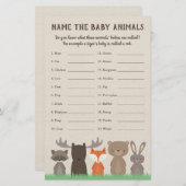 ウッドランド赤ちゃんシャワー赤ちゃん動物名ゲーム (正面/裏面)