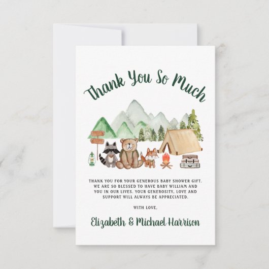 ウッドランド赤ちゃんシャワー サンキューカード (正面)