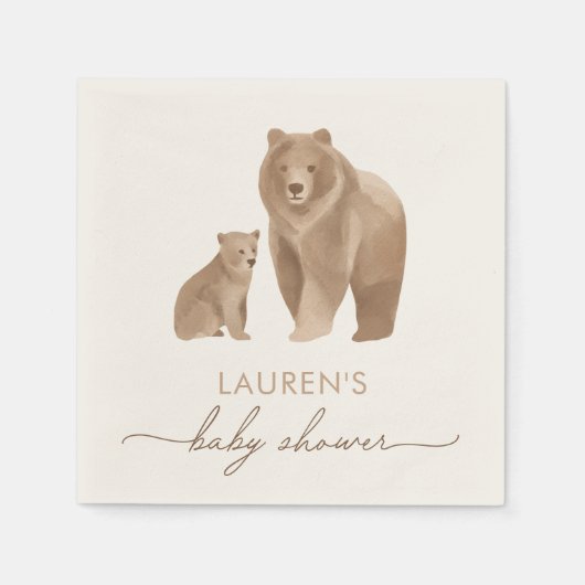 ウッドランド赤ちゃんシャワー スタンダードカクテルナプキン (正面)