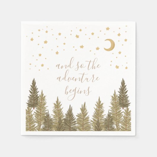 ウッドランド赤ちゃんシャワー スタンダードカクテルナプキン (正面)