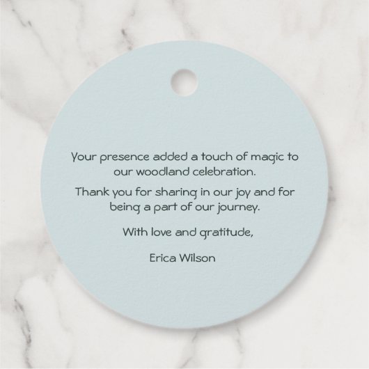 ウッドランド赤ちゃんシャワー フェイバータグ (裏面)