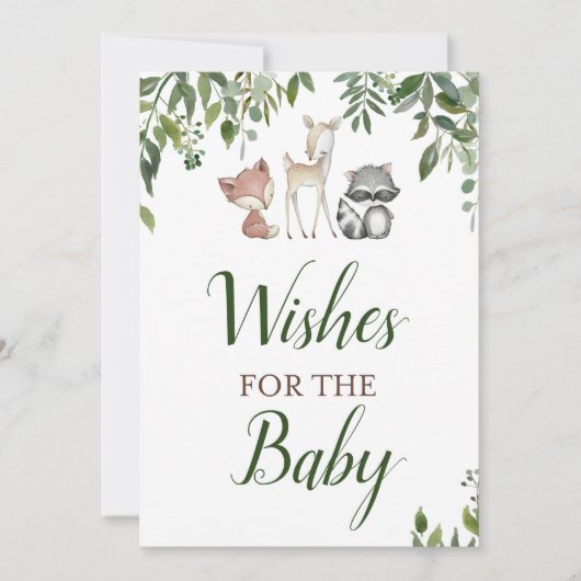 ウッドランド赤ちゃんシャワー – ベビーサイン5x7 招待状 (正面)