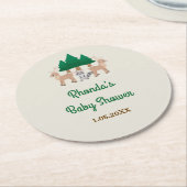 ウッドランド赤ちゃんシャワー ラウンドペーパーコースター (アングル)