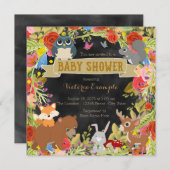 ウッドランド赤ちゃんシャワー 招待状 (正面/裏面)