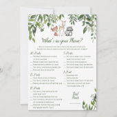 ウッドランド赤ちゃんシャワー – 携帯ゲームの内容 招待状 (正面)