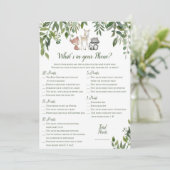 ウッドランド赤ちゃんシャワー – 携帯ゲームの内容 招待状 (スタンド正面)