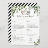 ウッドランド赤ちゃんシャワー – 携帯ゲームの内容 招待状 (正面/裏面)