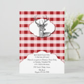 ウッドランド赤と白がクリスマスディナーをチェック 招待状 (スタンド正面)