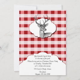 ウッドランド赤と白がクリスマスディナーをチェック 招待状