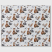 ウッドランド赤キツネのリスの鳥の雪の結晶の冬 ラッピングペーパー (フラット)