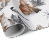 ウッドランド赤キツネのリスの鳥の雪の結晶の冬 ラッピングペーパー (ロールコーナー)