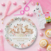 ウッドランド赤面ピンクフローラベビーシャワー誕生日 ペーパープレート (パーティー)