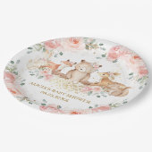 ウッドランド赤面ピンクフローラベビーシャワー誕生日 ペーパープレート (アングル)