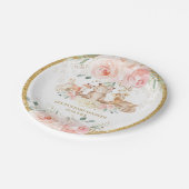 ウッドランド赤面ピンクフローラベビーシャワー誕生日 ペーパープレート (アングル)