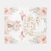 ウッドランド赤面ピンクフローラボホベビーガール子供部屋 フリースブランケット (正面(横))