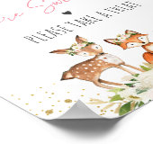 ウッドランド赤面フローラベビーシャワートリートサイン ポスター (角)