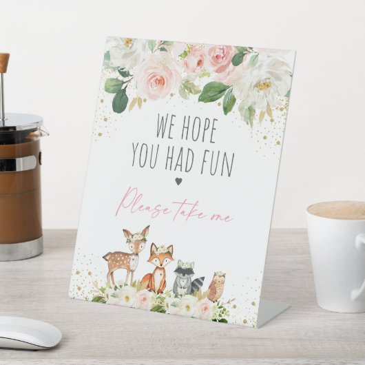 ウッドランド赤面フローラベビーシャワーパーティーの好意 台座サイン (インサイチュ)