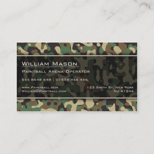 ウッドランド迷彩柄フレックターンカモフラージビジネスカード 名刺 (裏面)