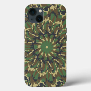 ウッドランド迷彩柄万華鏡のように千変万化するパターン iPhone 13ケース