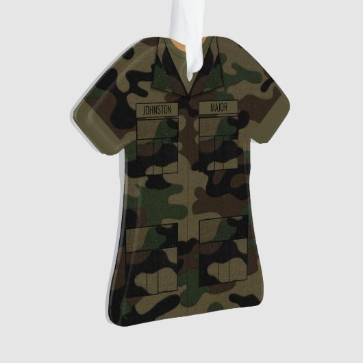 ウッドランド迷彩柄軍隊パーソナライズされた占領 オーナメント (正面)