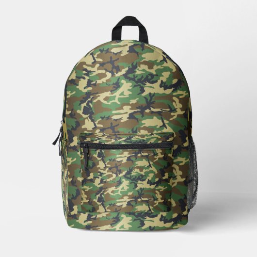 ウッドランド迷彩柄 プリントバックパック (正面)
