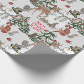 ウッドランド雪だるまディアキツネクリスマスウィッシュグレー ラッピングペーパー (角)