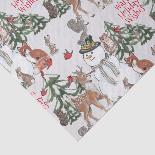 ウッドランド雪だるまディアキツネクリスマスウィッシュグレー 薄葉紙 (詳細)