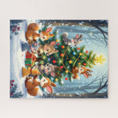 ウッドランド飾アニマルズクリスマスツリー ジグソーパズル (横)