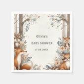 ウッドランド魅力満点をテーマにしたベビーシャワー スタンダードカクテルナプキン (正面)