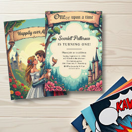 ウッドランド魅惑の森おとぎ話1歳の誕生日 招待状