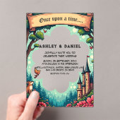 ウッドランド魅惑の森の城フェアリータ結婚ーレ アクリル招待状 (インサイチュ (ポータブル))