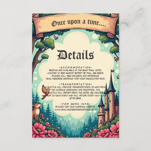 ウッドランド魅惑の森の城フェアリータ結婚ーレ エンクロージャーカード (正面)