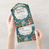 ウッドランド魅惑の森の城フェアリータ結婚ーレ オールインワン招待状 (貼ってはがせる)