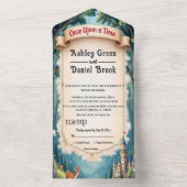 ウッドランド魅惑の森の城フェアリータ結婚ーレ オールインワン招待状 (内側)