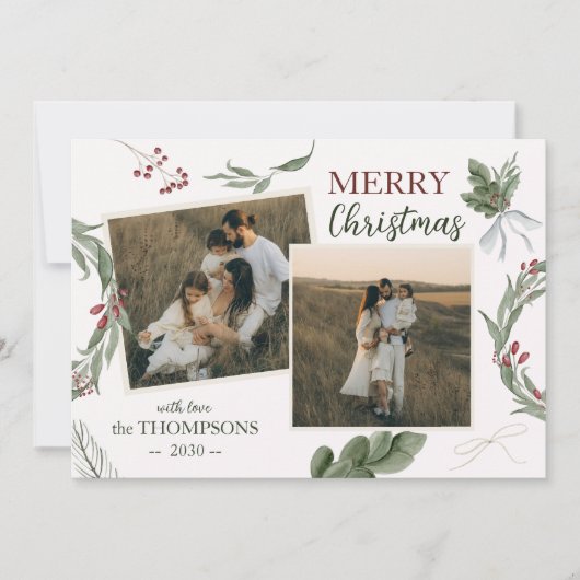 ウッドランド魅惑の森の水の色クリスマス シーズンカード (正面)