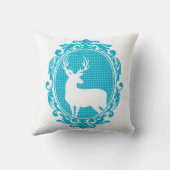 ウッドランド魔法鹿シルエット&ブルースクロールフレーム クッション (裏面)