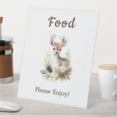 ウッドランド鹿の動物の赤ちゃんシャワーフード 台座サイン (インサイチュ)