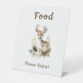 ウッドランド鹿の動物の赤ちゃんシャワーフード 台座サイン (正面)