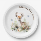 ウッドランド鹿の動物の赤ちゃんシャワー ペーパープレート (正面)