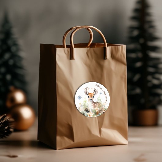 ウッドランド鹿の動物の赤ちゃんシャワー ラウンドシール