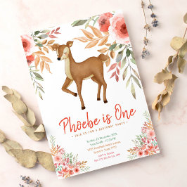 ウッドランド鹿の最初の誕生日パーティー 招待状