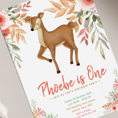 ウッドランド鹿の最初の誕生日パーティー 招待状