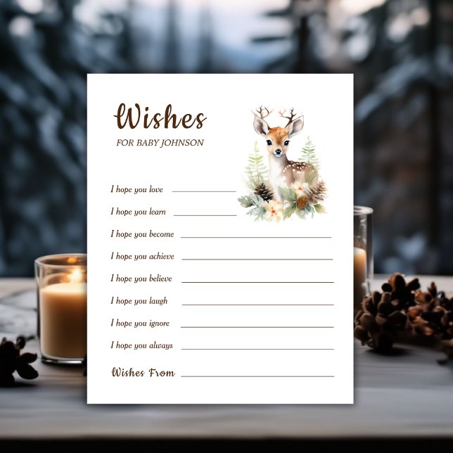 ウッドランド鹿の赤ちゃんシャワーのゲームベビー (Winter Deer Baby Shower Game Wishes For Baby)