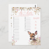 ウッドランド鹿の赤ちゃんシャワーゲーム ポストカード (正面/裏面)